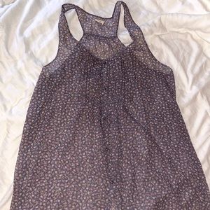 blue floral flowy tank xl
